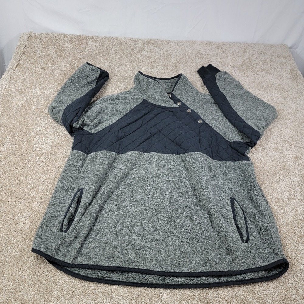 Abercrombie & Fitch Pullover Sweatshirt Quilted Detail Gray Black XL